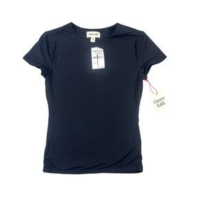 Open Edit Black Stretch Fitted Crewneck Tee Shirt XS NWT